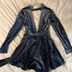 Blue velvet romper